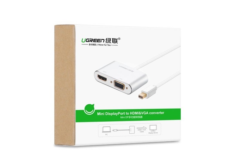 Ugreen 20421 Bộ chuyển đổi Mini DP sang HDMI + VGA (màu bạc)